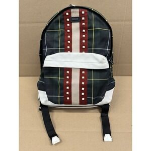 Bally Green‎ plaid Harper Backpack Studded Leather Multi-Color